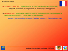 Collaborations dans le domaine de la physique entre l'UHA et l'Université Es-Sénia (Oran)