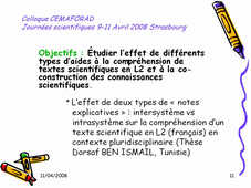 TICE, cognition et co-construction des connaissances via la lecture et la production de textes scientifiques en contextes plurilingues.