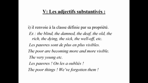 HIGGS LING 7.4 les adjectifs substantivés