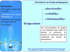 Orientations de design pédagogique d'un Dispositif de Formation en Ligne (DFL).